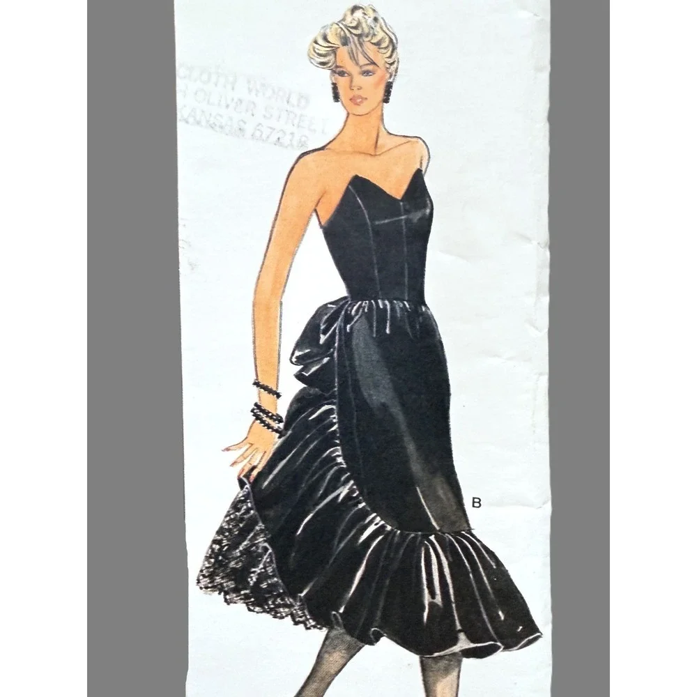 Vogue Design BELLVILLE-SASSOON Pattern Evening Cocktail Strapless, Rear Detail 8